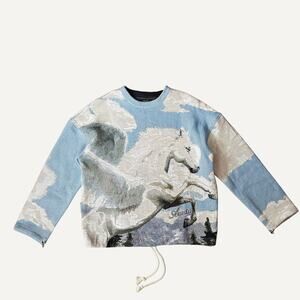 Size M - Amiri Men's Pegasus Tapestry Knit Logo Crewneck